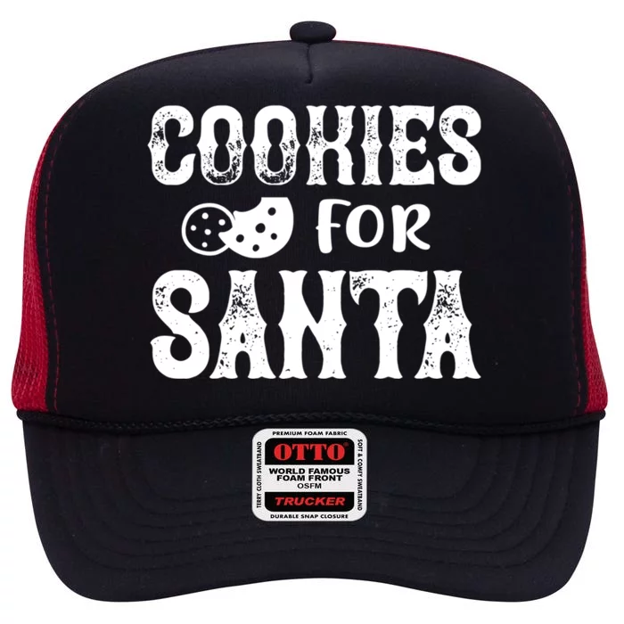 Christmas Funny Cookies For Santa Gift High Crown Mesh Trucker Hat