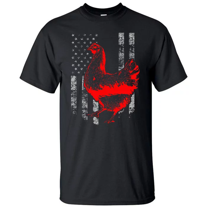 Chicken Farmer Cool Chicken Flag Tall T-Shirt