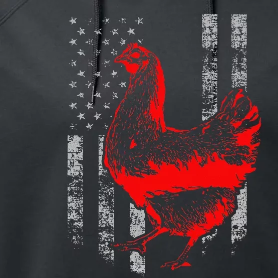 Chicken Farmer Cool Chicken Flag funny Farmer lover Performance Fleece Hoodie