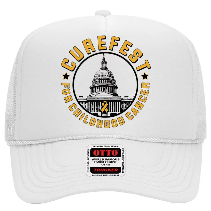 Curefest For Childhood Cancer 2024 Design 3 High Crown Mesh Trucker Hat