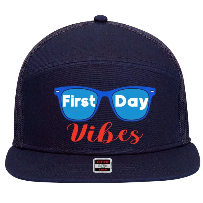 Cute First Day Of School Vibes Gift 7 Panel Mesh Trucker Snapback Hat