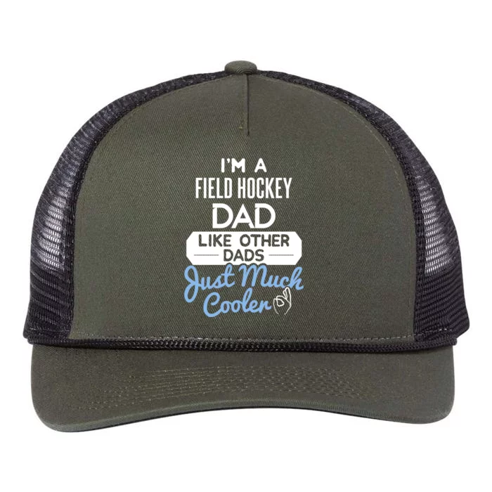 Cool Fathers Day Design Field Hockey Dad Gift Retro Rope Trucker Hat Cap