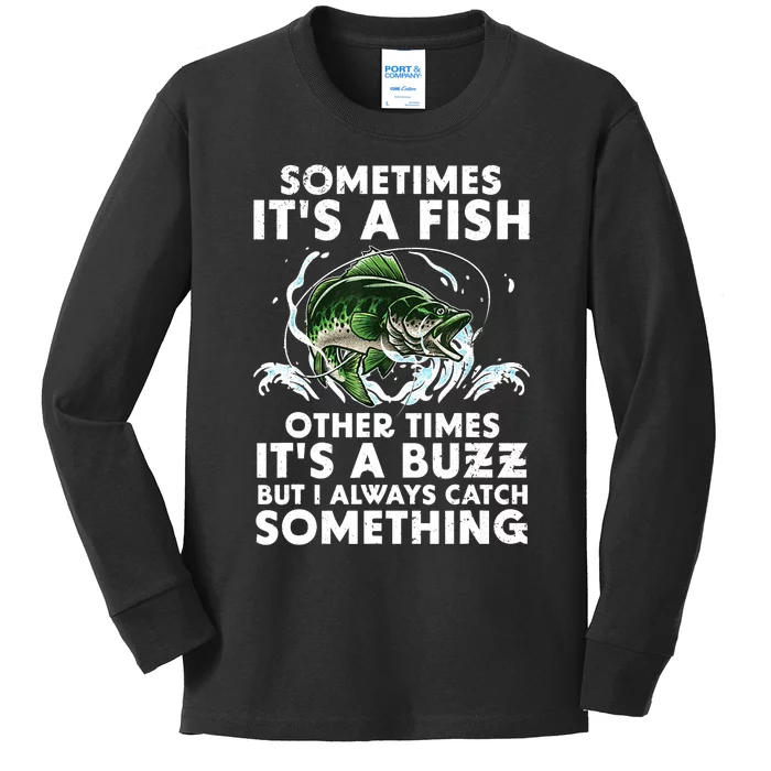 Cool Fishing Design For  Wo Fishing Rod Fish Fisherman Kids Long Sleeve Shirt