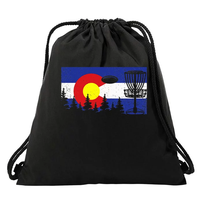 Colorado Flag Disc Golf Gift Disk Frisbees Golfer Golfing Drawstring Bag