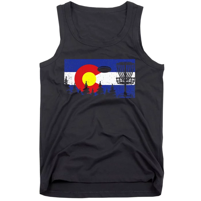 Colorado Flag Disc Golf Gift Disk Frisbees Golfer Golfing Tank Top