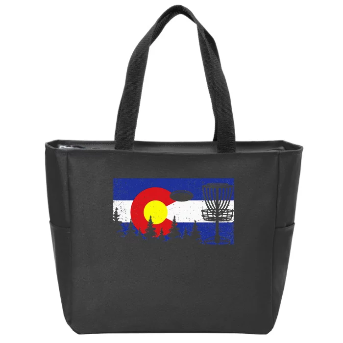 Colorado Flag Disc Golf Gift Disk Frisbees Golfer Golfing Zip Tote Bag