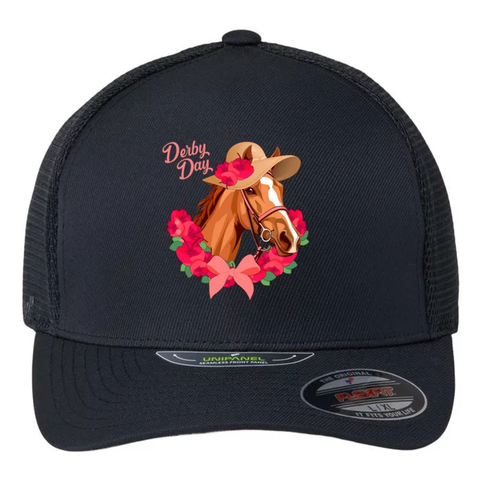 Cute Floral Derby Day Horse Flexfit Unipanel Trucker Cap