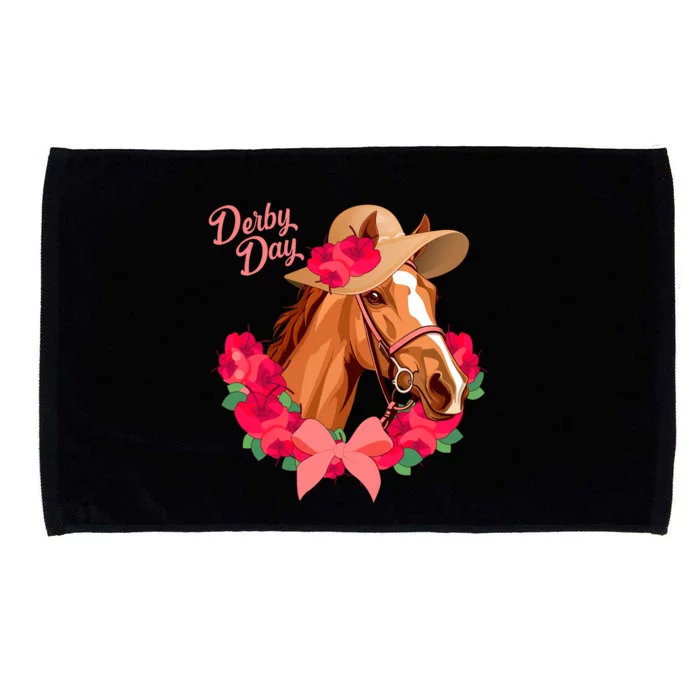 Cute Floral Derby Day Horse Microfiber Hand Towel