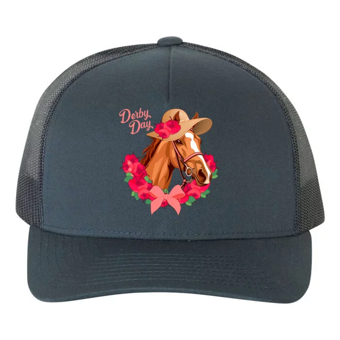 Cute Floral Derby Day Horse Yupoong Adult 5-Panel Trucker Hat