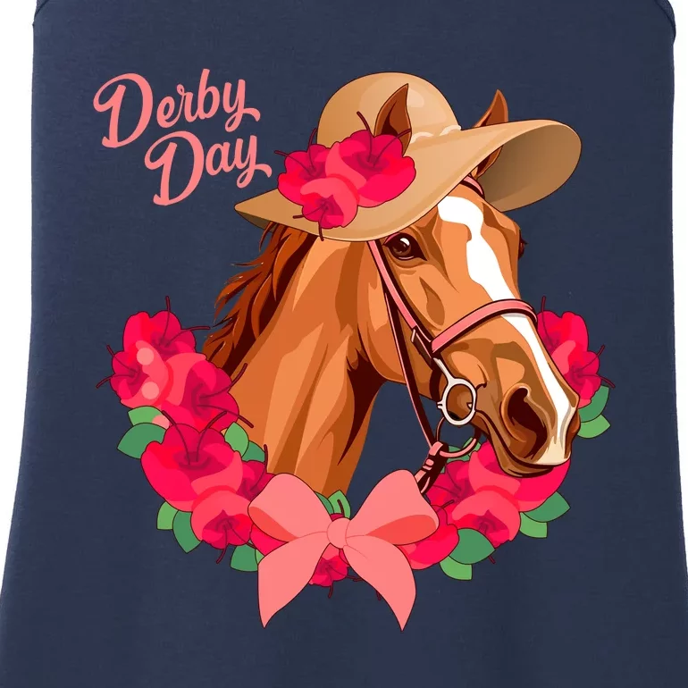 Cute Floral Derby Day Horse Ladies Essential Tank