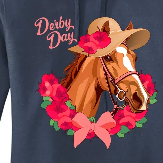 Cute Floral Derby Day Horse Women's Pullover Hoodie