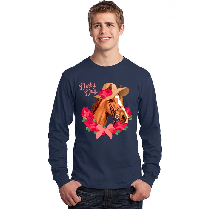 Cute Floral Derby Day Horse Tall Long Sleeve T-Shirt