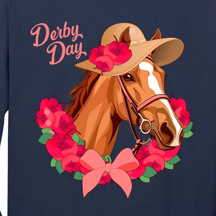 Cute Floral Derby Day Horse Tall Long Sleeve T-Shirt