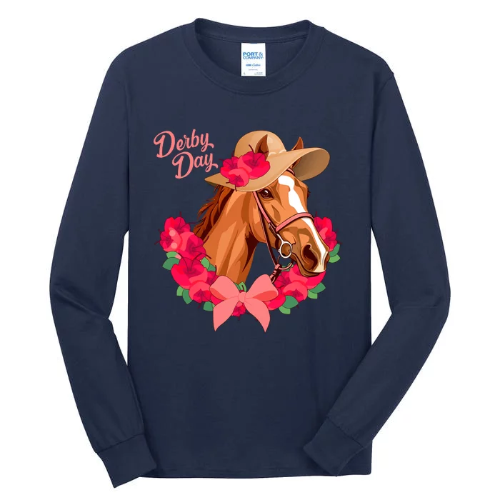 Cute Floral Derby Day Horse Tall Long Sleeve T-Shirt