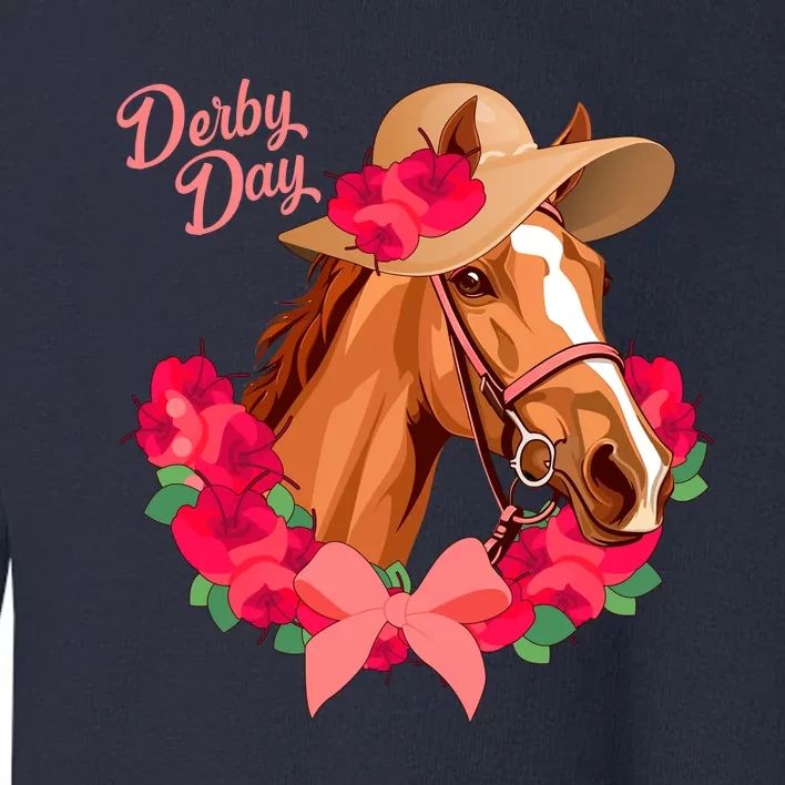 Cute Floral Derby Day Horse Toddler Sweatshirt