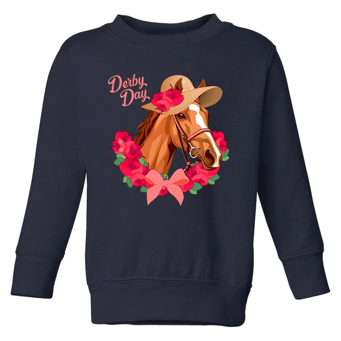 Cute Floral Derby Day Horse Toddler Sweatshirt