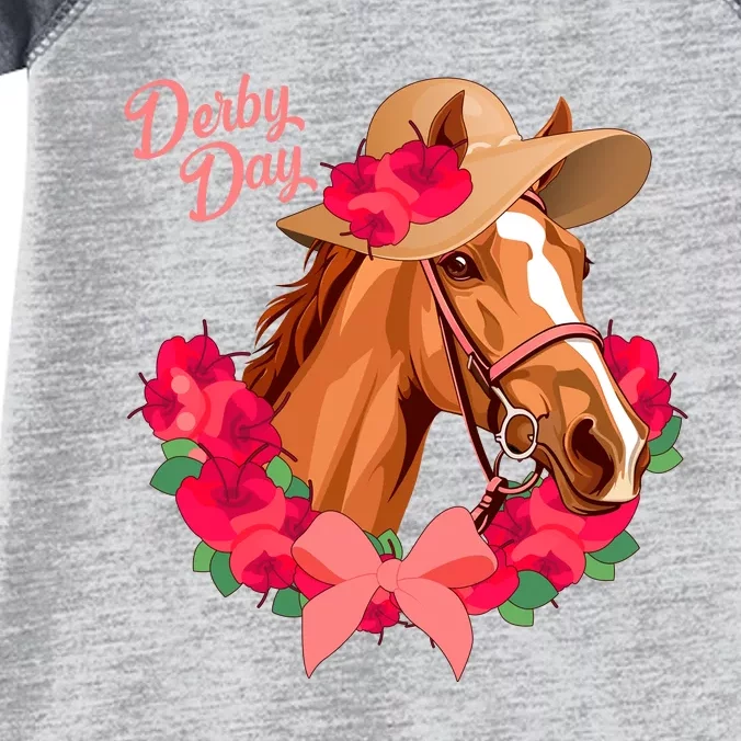 Cute Floral Derby Day Horse Infant Baby Jersey Bodysuit