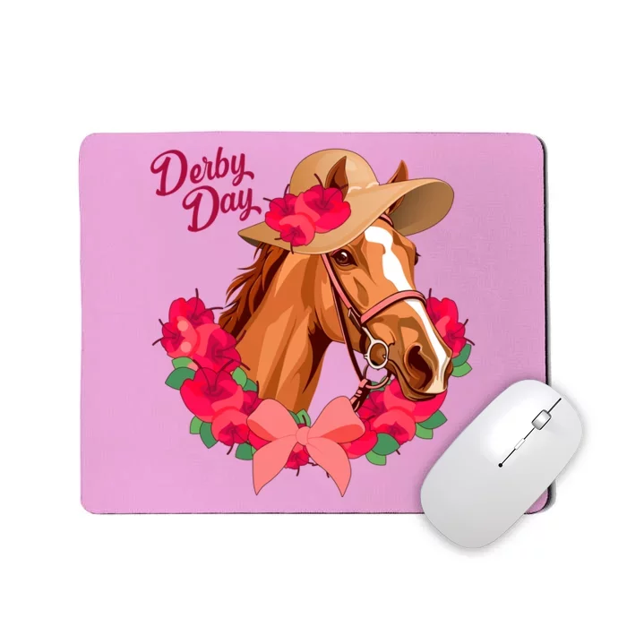 Cute Floral Derby Day Horse Mousepad