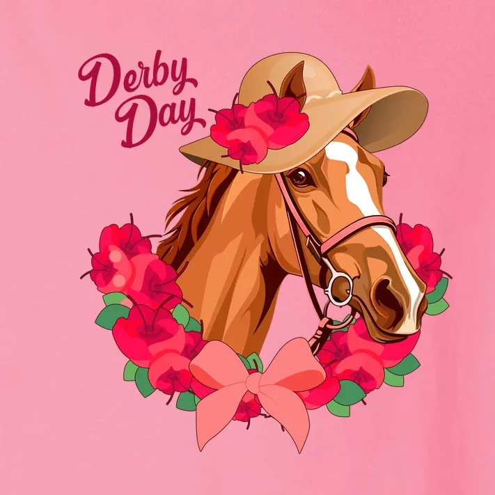 Cute Floral Derby Day Horse Toddler Long Sleeve Shirt