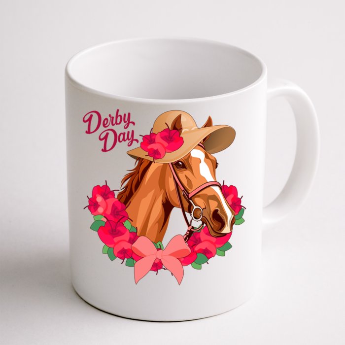 Cute Floral Derby Day Horse Front & Back Coffee Mug