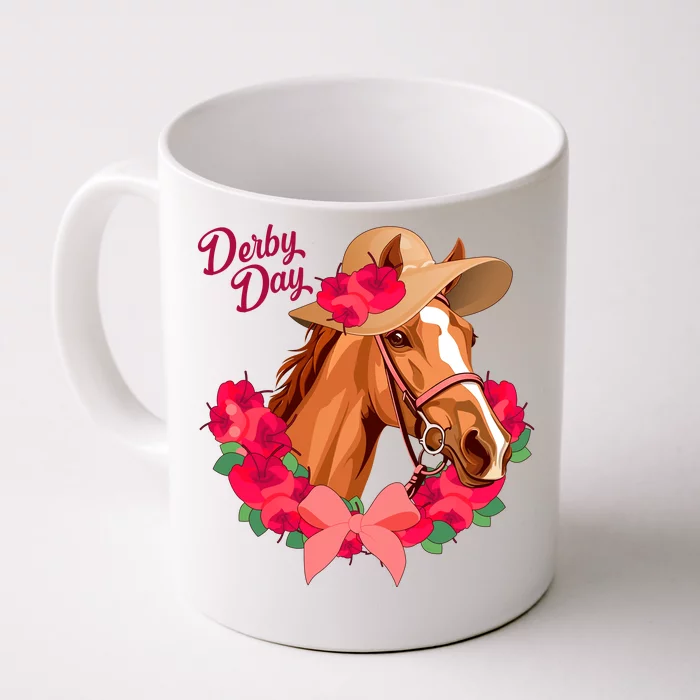 Cute Floral Derby Day Horse Front & Back Coffee Mug