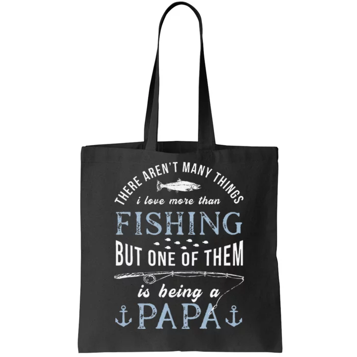 Cute Fathers Day Fishing Love Fish Being Papa Grandpa Grandkids Tote Bag