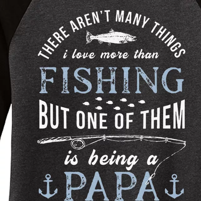 Cute Fathers Day Fishing Love Fish Being Papa Grandpa Grandkids Women's Tri-Blend 3/4-Sleeve Raglan Shirt