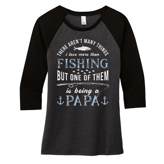 Cute Fathers Day Fishing Love Fish Being Papa Grandpa Grandkids Women's Tri-Blend 3/4-Sleeve Raglan Shirt