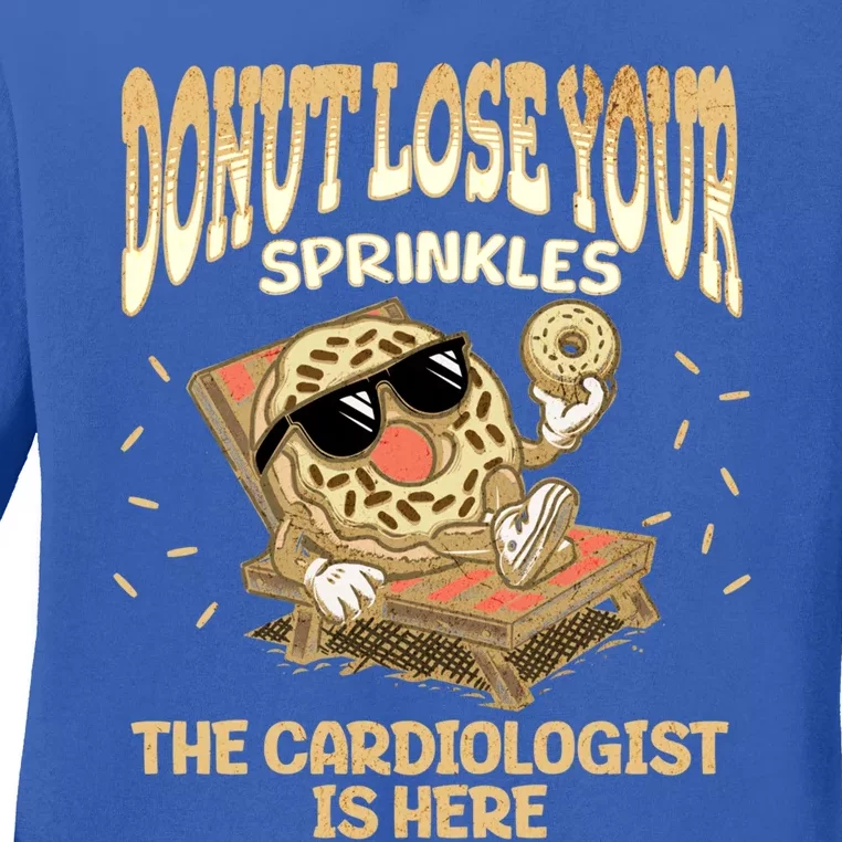 Cardiologist Funny Donut Cardiac Heart Cardiology Doctor Cute Gift Ladies Long Sleeve Shirt