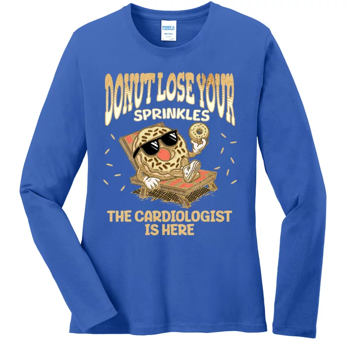 Cardiologist Funny Donut Cardiac Heart Cardiology Doctor Cute Gift Ladies Long Sleeve Shirt