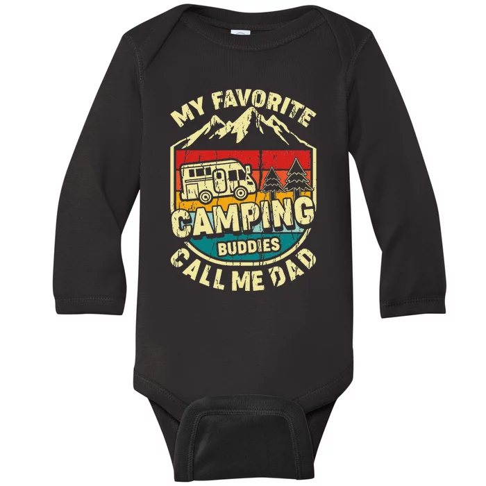 Camping for Dad Vintage Camping holiday Baby Long Sleeve Bodysuit