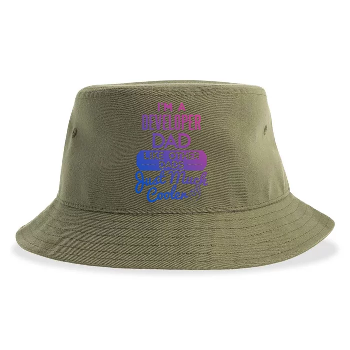 Cool Fathers Day Design Developer Dad Gift Sustainable Bucket Hat