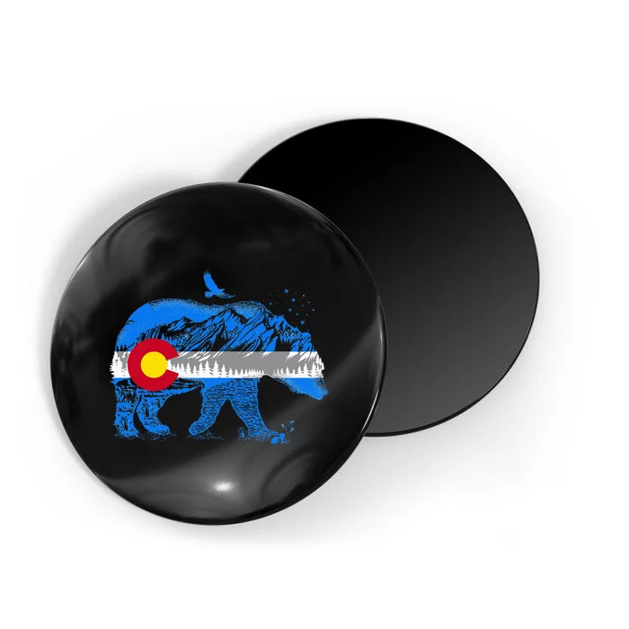 Colorado Flag Design Mountains And Bear Landscape Magnet