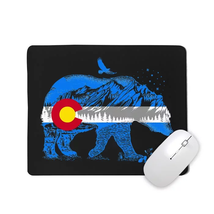 Colorado Flag Design Mountains And Bear Landscape Mousepad