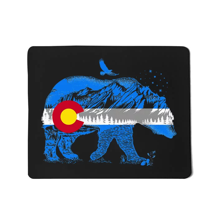 Colorado Flag Design Mountains And Bear Landscape Mousepad