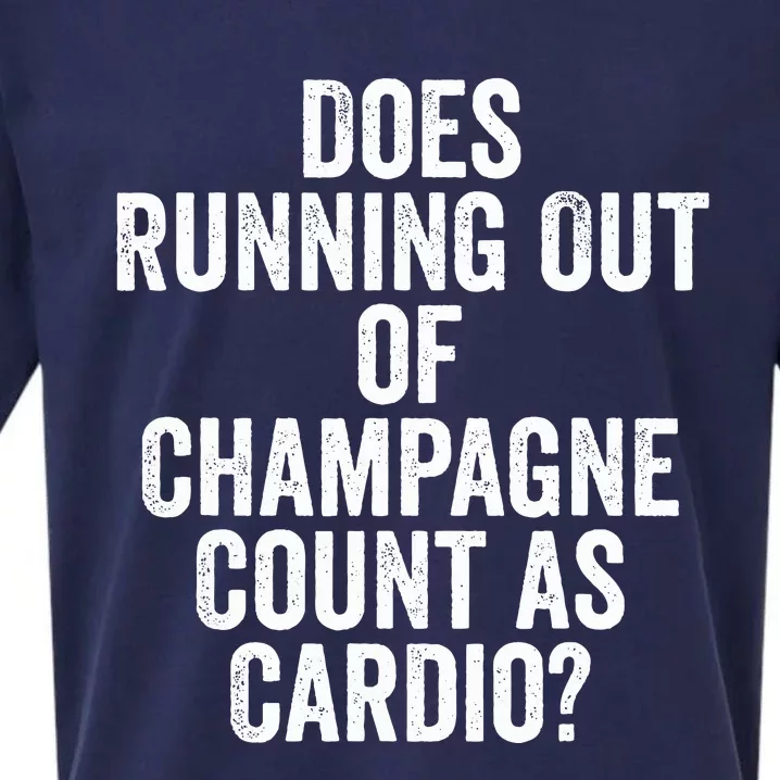 Cool Funny Does Running Out of Champagne Count as Cardio Sueded Cloud Jersey T-Shirt