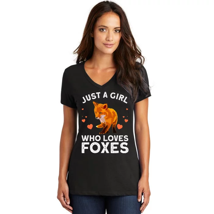 Cute Fox Design For Women Vulpes Animal Fox Lovers Women's V-Neck T-Shirt