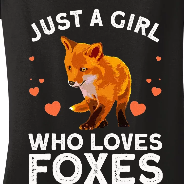 Cute Fox Design For Women Vulpes Animal Fox Lovers Women's V-Neck T-Shirt