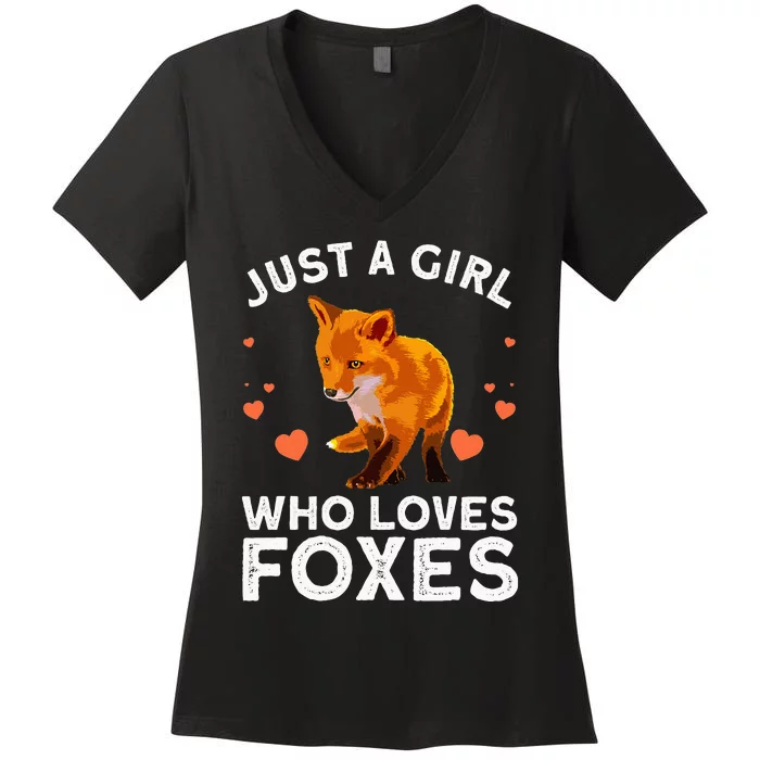 Cute Fox Design For Women Vulpes Animal Fox Lovers Women's V-Neck T-Shirt