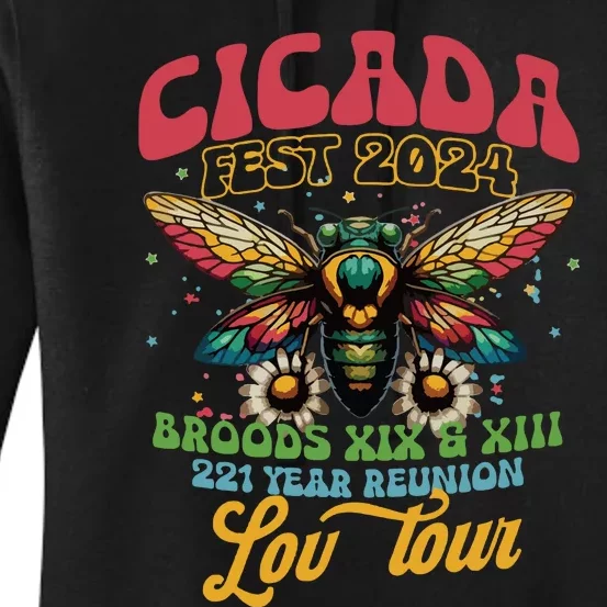 Cicada Funny Double Brood Cicada 2024 Concert Band Women's Pullover Hoodie