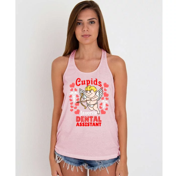 Cupids Favorite Dental Assistant Valentines Day Gift Women's Knotted Racerback Tank