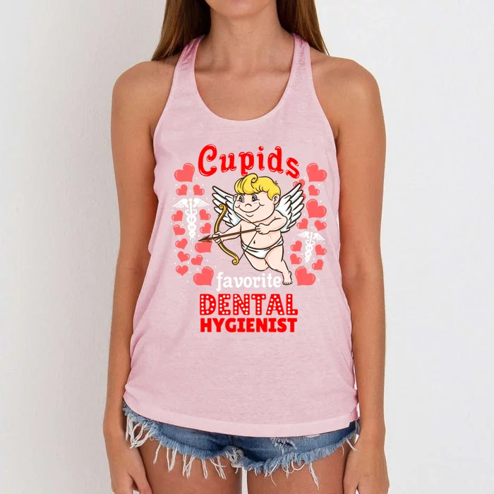 Cupids Favorite Dental Hygienist Valentines Day Cute Gift Women's Knotted Racerback Tank