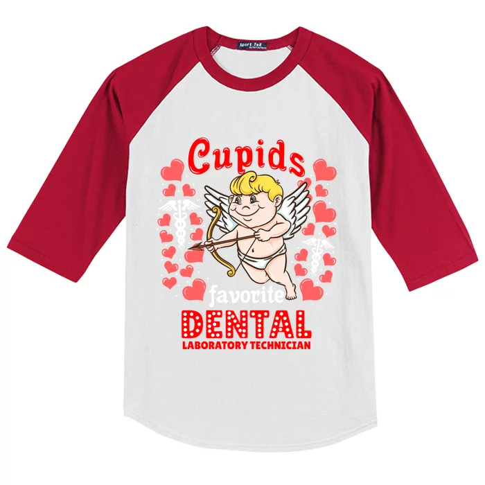 Cupids Favorite Dental Laboratory Technician Valentines Day Gift Kids Colorblock Raglan Jersey