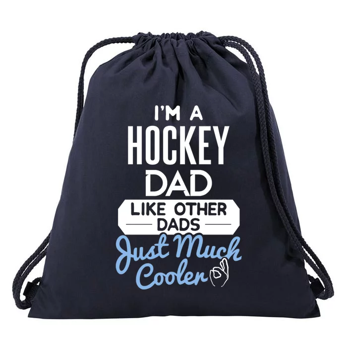 Cool Fathers Day Design Hockey Dad Meaningful Gift Drawstring Bag