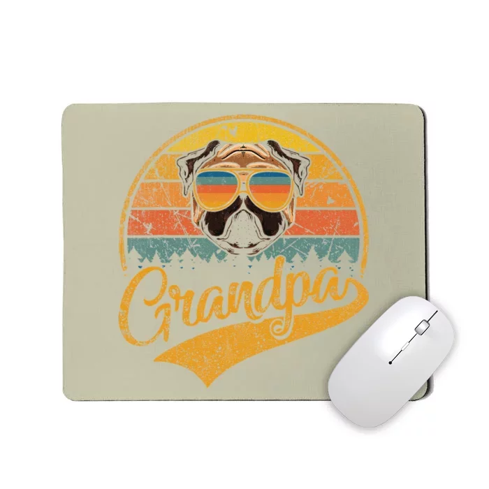 Cool Father's Day Gifts Retro Vintage Pug Grandpa Mousepad