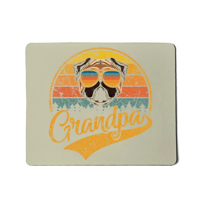 Cool Father's Day Gifts Retro Vintage Pug Grandpa Mousepad