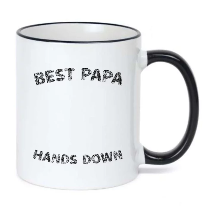 Cool FatherS Daycraft Handprints Best Papa Hands Down Black Color Changing Mug