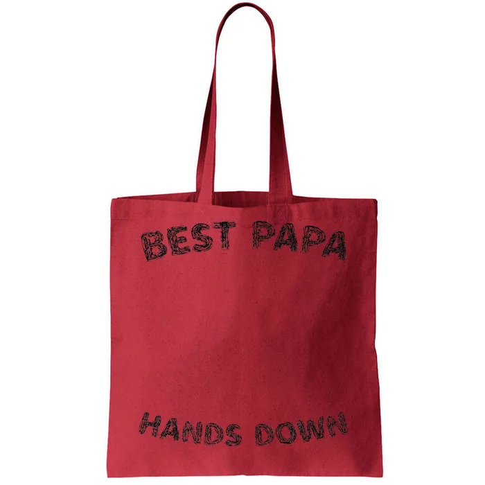 Cool FatherS Daycraft Handprints Best Papa Hands Down Tote Bag