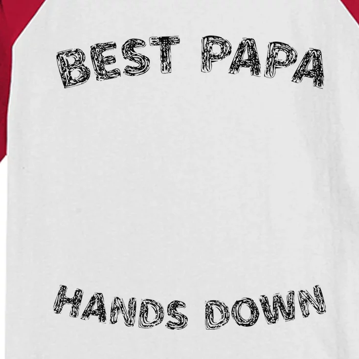 Cool FatherS Daycraft Handprints Best Papa Hands Down Kids Colorblock Raglan Jersey