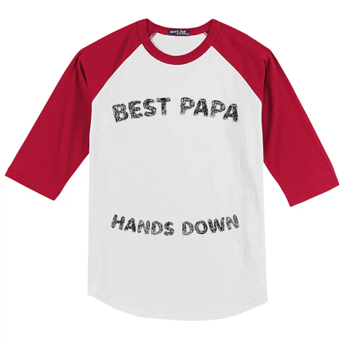 Cool FatherS Daycraft Handprints Best Papa Hands Down Kids Colorblock Raglan Jersey